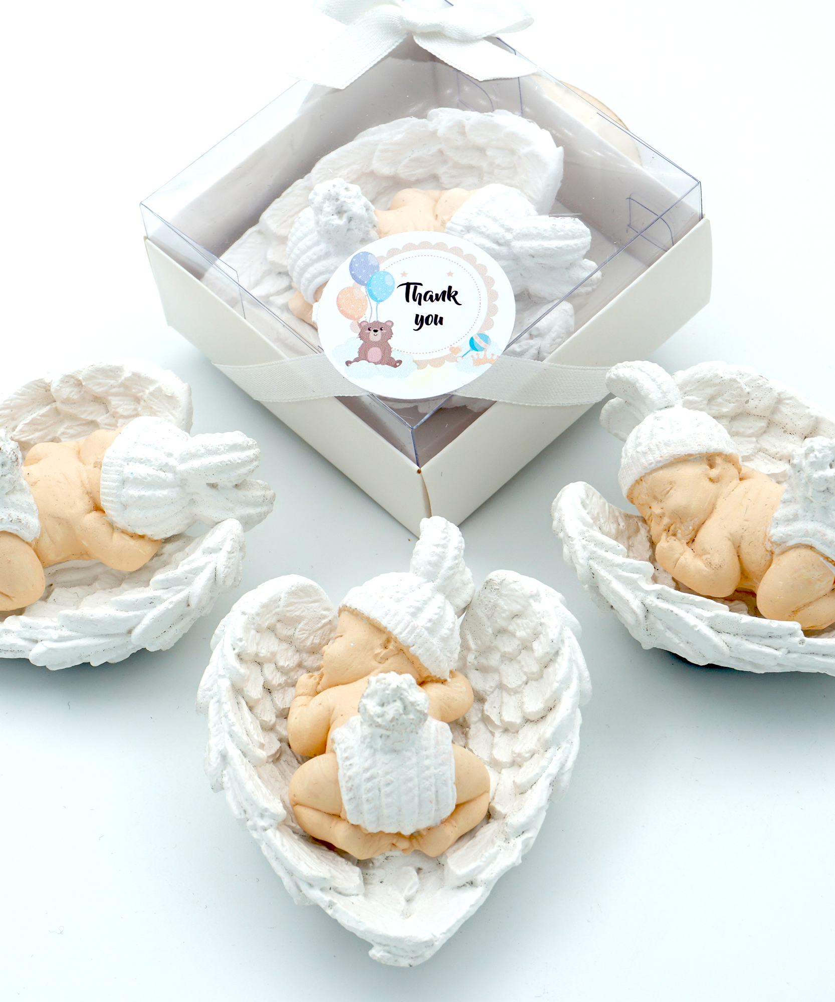 Gastgeschenk Taufe Babyparty | stück Schutzengel Steinbaby | "Schön, dass Du da bist" – Rosa, Blau, Weiß | Handgemachter taufe geschenk gäste | Taufgeschenk Gäste -gastgeschenke babyparty