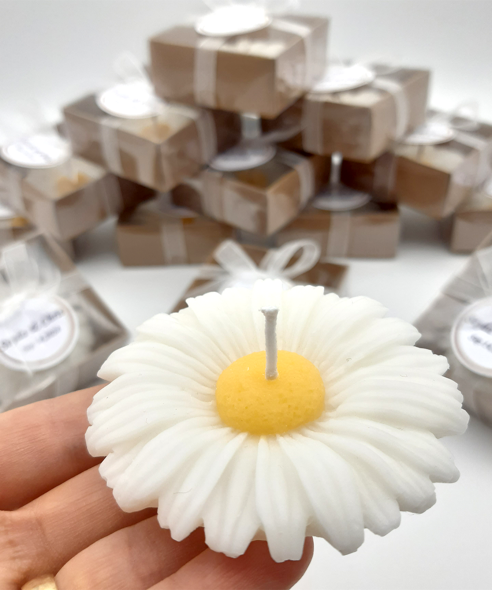 Gänseblümchenkerze hochzeit geschenke für brautpaar, gastgeschenk hochzeit gäste, taufe geschenk gäste babyparty, Schön Das Du Da Bist