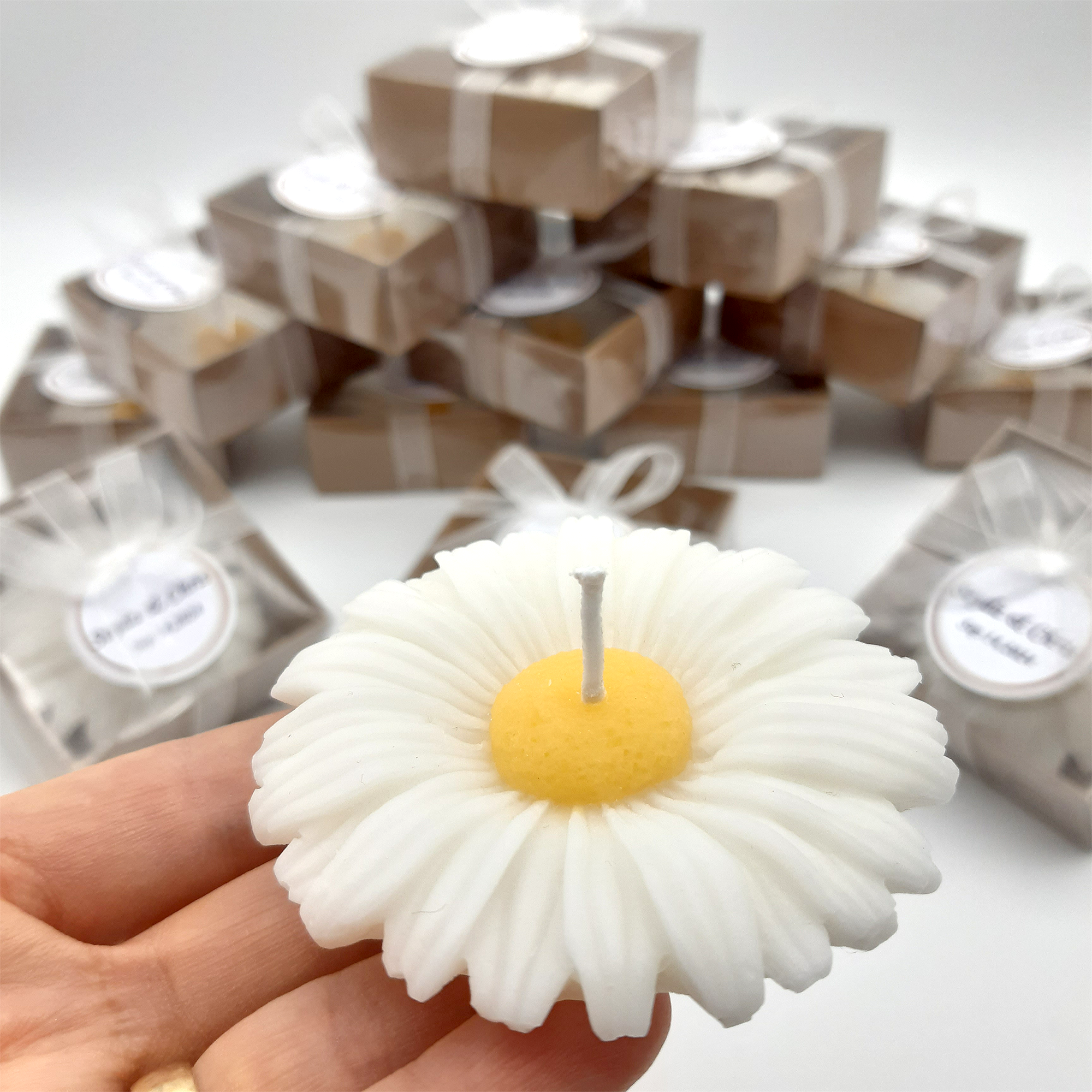 Gänseblümchenkerze hochzeit geschenke für brautpaar, gastgeschenk hochzeit gäste, taufe geschenk gäste babyparty, Schön Das Du Da Bist