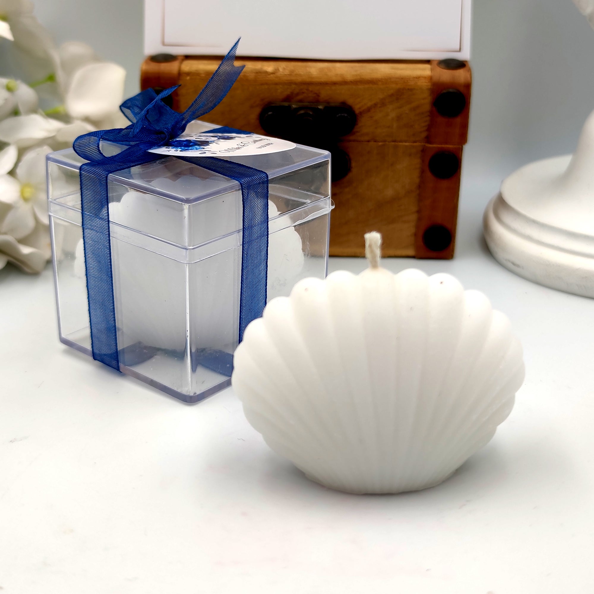 Muschelkerze hochzeit geschenke für brautpaar, gastgeschenk hochzeit gäste, taufe geschenk gäste babyparty, Schön Das Du Da Bist