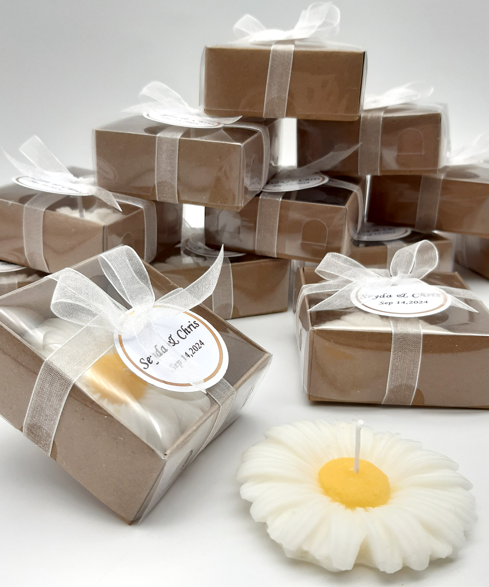 Gänseblümchenkerze hochzeit geschenke für brautpaar, gastgeschenk hochzeit gäste, taufe geschenk gäste babyparty, Schön Das Du Da Bist