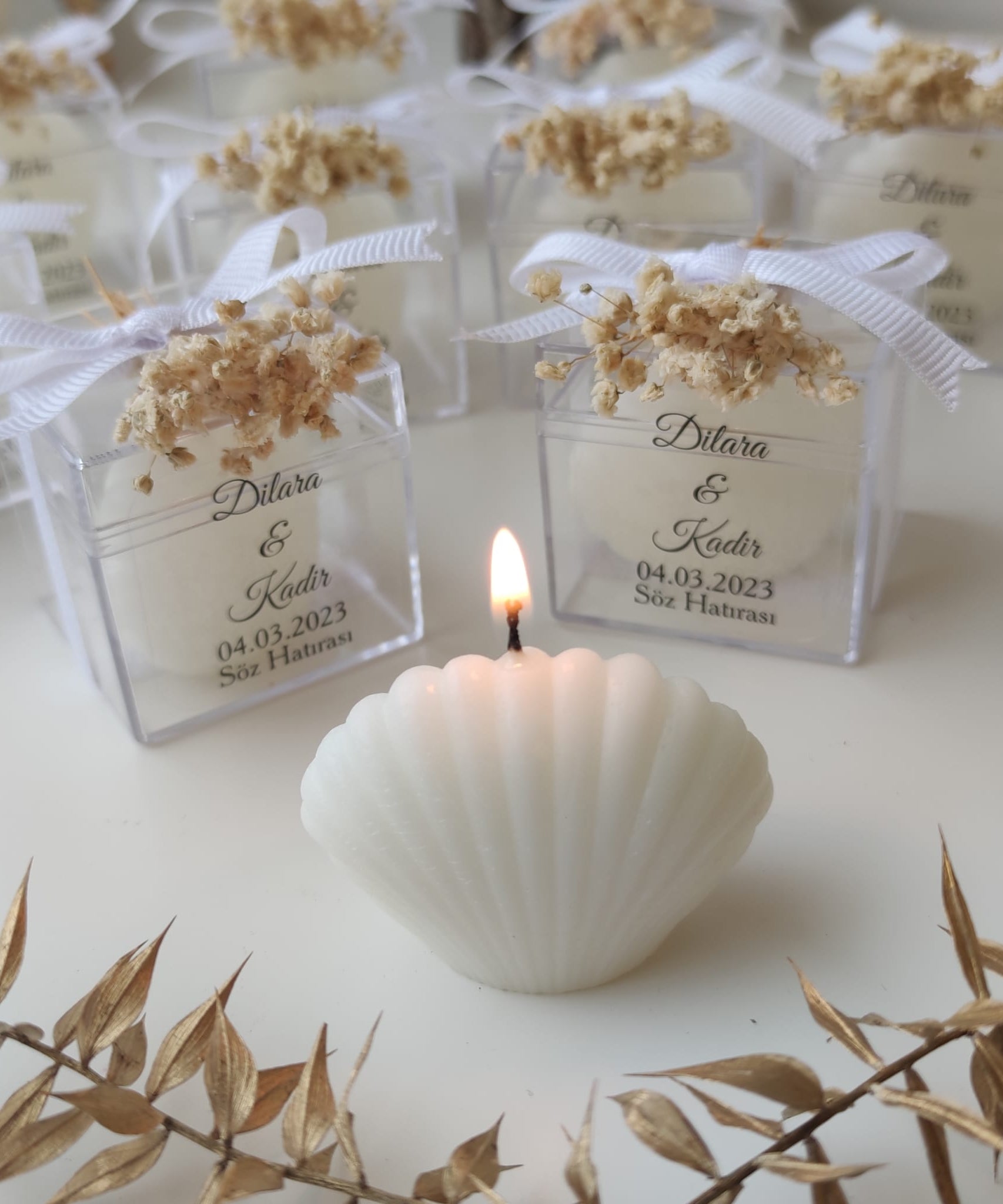 Muschelkerze gastgeschenk hochzeit gäste,  taufe geschenk gäste babyparty, hochzeit geschenke für brautpaar,  Schön Das Du Da Bist