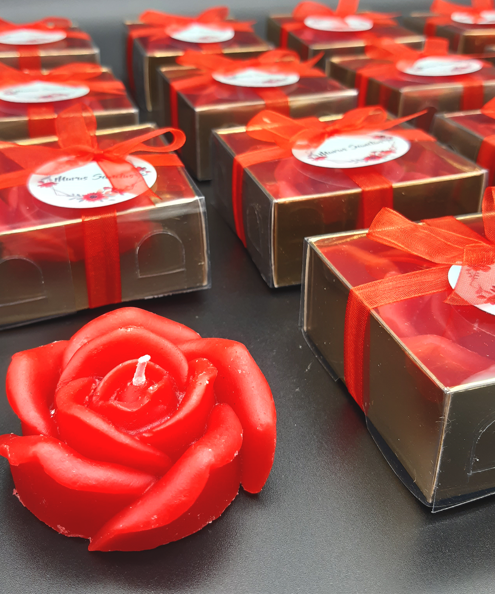 Rosenkerze hochzeit geschenke für brautpaar, gastgeschenk hochzeit gäste, taufe geschenk gäste babyparty, Schön Das Du Da Bist