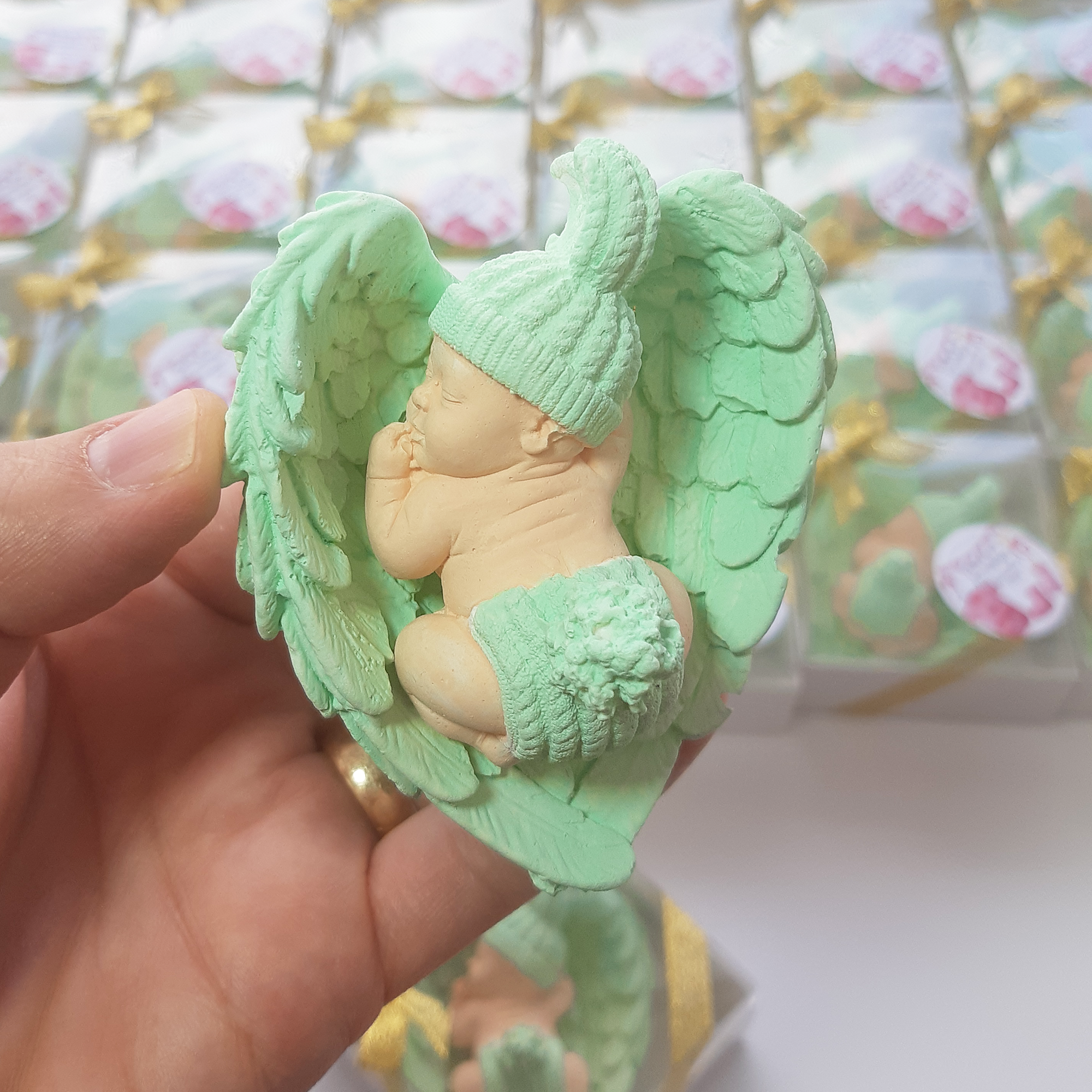 Gastgeschenk Taufe Babyparty | stück Schutzengel Steinbaby | "Schön, dass Du da bist" – Rosa, Blau, Weiß | Handgemachter taufe geschenk gäste | Taufgeschenk Gäste -gastgeschenke babyparty