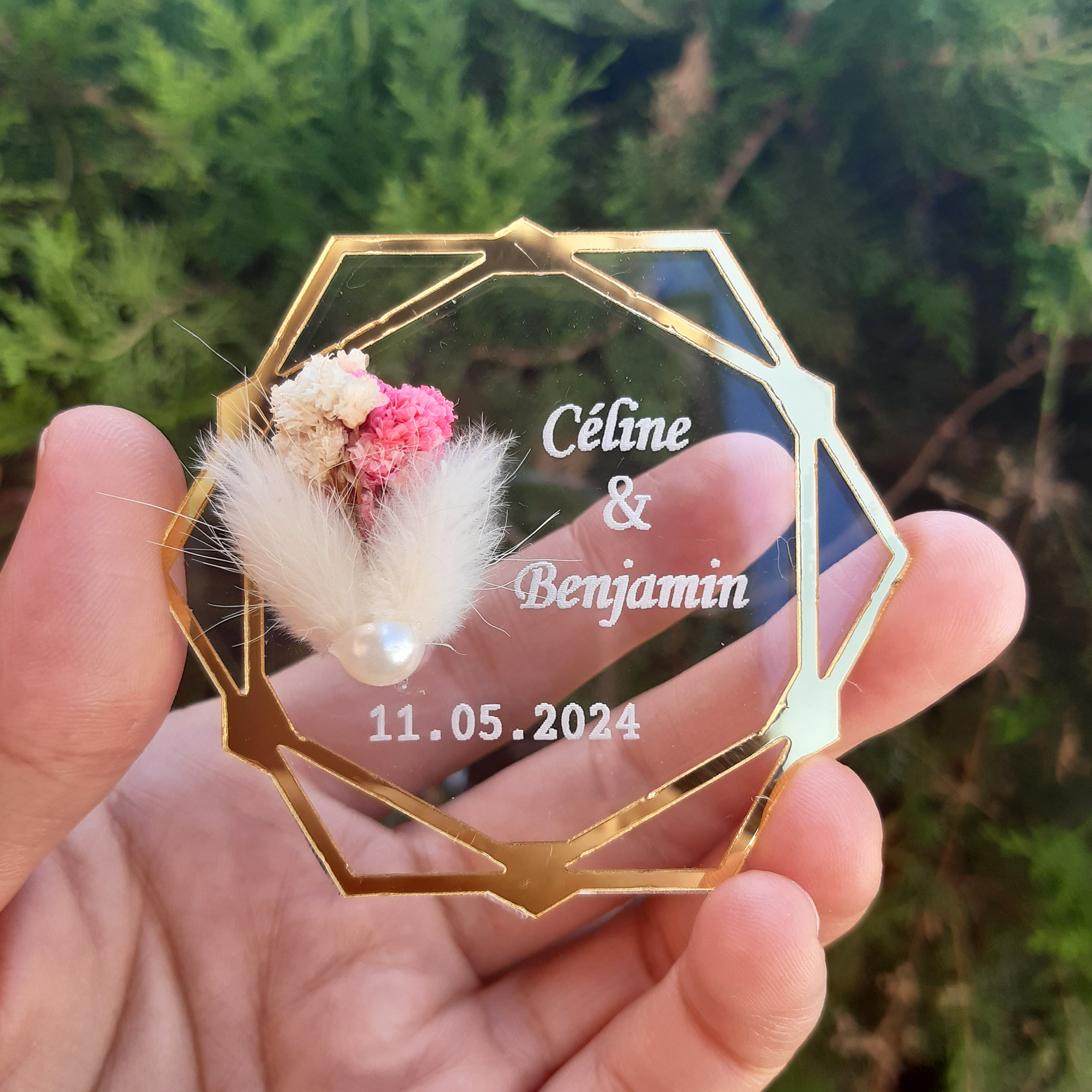 gold silber Acryl hochzeit gastgeschenke für die gäste, gastgeschenke hochzei für die gäste personalisier, Taufe, Kommunion Konfirmation,Geburtstag, schön das du da bist, Brautparty